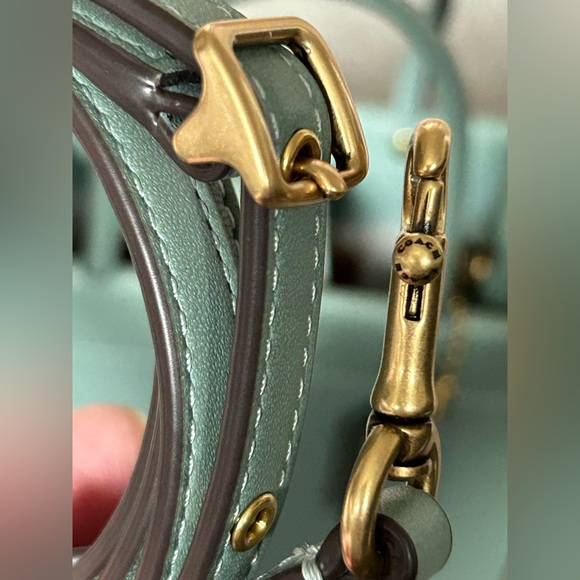 COACH 1941 Cashin Glovetanned Leather Mini Tote/Crossbody Bag in Sage - Picture 12 of 15
